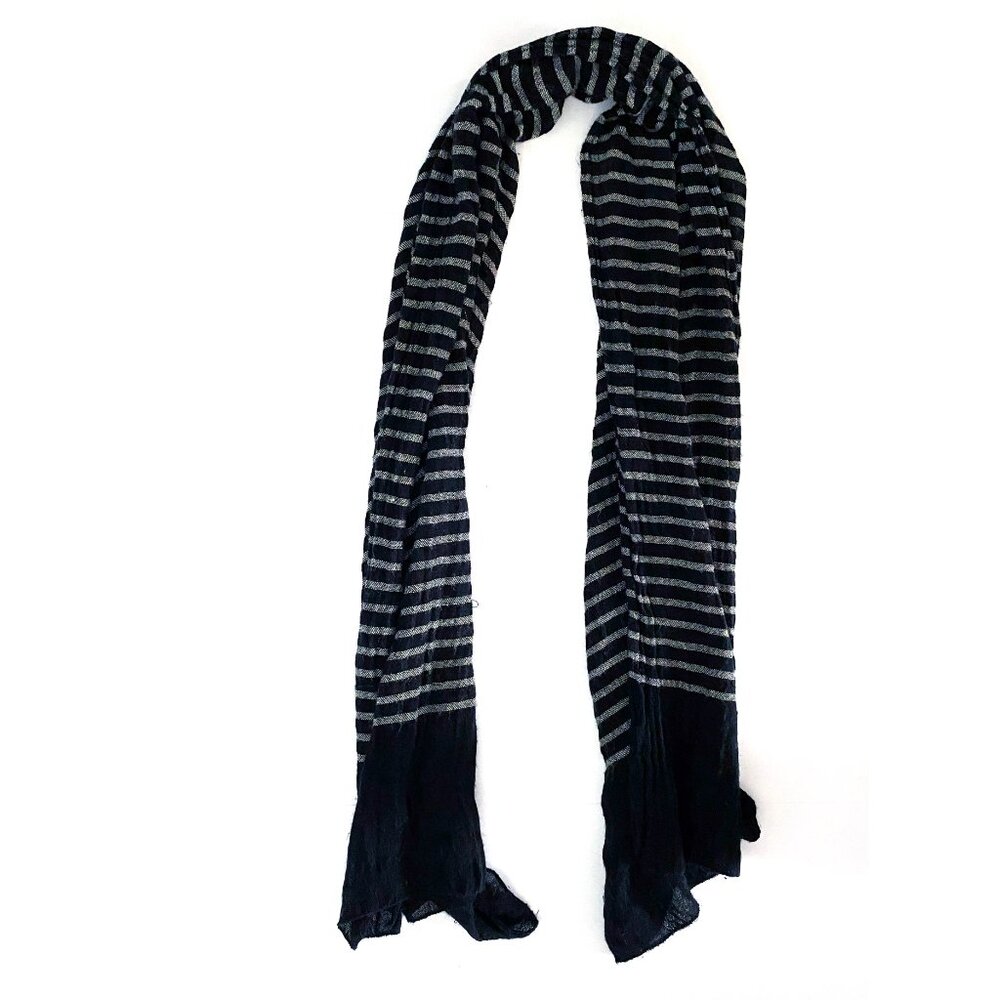 SOLD BLACK AND GREY STRIPED RAYON LIGHTWEIGHT WRAP SCARF